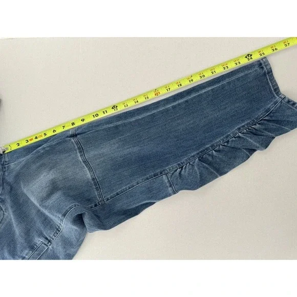 Tibi Jeans Size 6 Vintage Stone Slouchy Rouched Blue Cropped Denim Pants Women’s - Picture 16 of 16